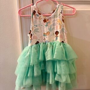 Mermaid Print Dress with Aqua Tulle Skirt